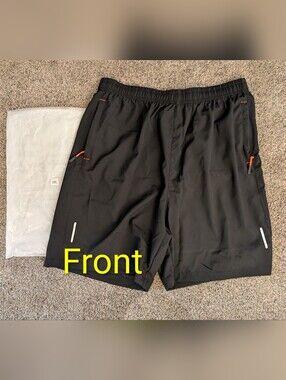 NWT Men's Black Performance Athletic Shorts with Reflective Accents 2XL